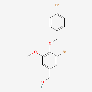 molecular formula C15H14Br2O3 B2469149 {3-Bromo-4-[(4-bromobenzyl)oxy]-5-methoxyphenyl}methanol CAS No. 1154247-36-5