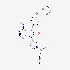 molecular formula C25H22N6O3 B2469151 6-Amino-9-(1-(but-2-ynoyl)pyrrolidin-3-yl)-7-(4-phenoxyphenyl)-7H-purin-8(9H)-one 