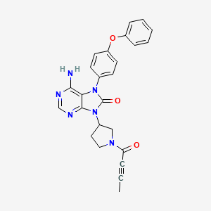 molecular formula C25H22N6O3 B2469151 6-Amino-9-(1-(but-2-ynoyl)pyrrolidin-3-yl)-7-(4-phenoxyphenyl)-7H-purin-8(9H)-one CAS No. 1351636-25-3