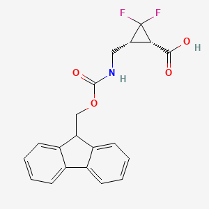 molecular formula C20H17F2NO4 B2469156 (1S,3R)-3-[(9H-Fluoren-9-ylmethoxycarbonylamino)methyl]-2,2-difluorocyclopropane-1-carboxylic acid CAS No. 2137571-42-5