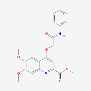 molecular formula C21H20N2O6 B2469157 METHYL 6,7-DIMETHOXY-4-[(PHENYLCARBAMOYL)METHOXY]QUINOLINE-2-CARBOXYLATE CAS No. 1358418-85-5