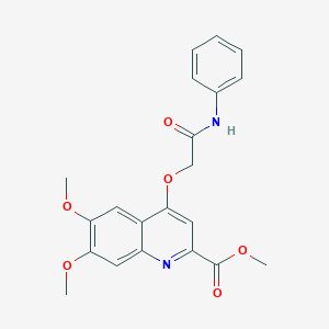 molecular formula C21H20N2O6 B2469157 Methyl 6,7-dimethoxy-4-(2-oxo-2-(phenylamino)ethoxy)quinoline-2-carboxylate CAS No. 1358418-85-5