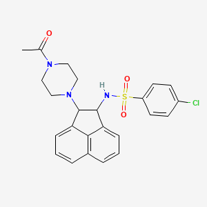 molecular formula C24H24ClN3O3S B2469158 N-[2-(4-acetylpiperazin-1-yl)-1,2-dihydroacenaphthylen-1-yl]-4-chlorobenzenesulfonamide CAS No. 402946-91-2