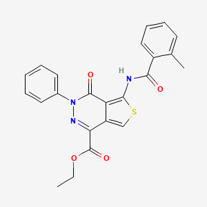 molecular formula C23H19N3O4S B2469159 Ethyl 5-[(2-methylbenzoyl)amino]-4-oxo-3-phenylthieno[3,4-d]pyridazine-1-carboxylate CAS No. 851946-94-6