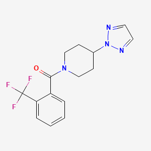 molecular formula C15H15F3N4O B2469163 (4-(2H-1,2,3-triazol-2-yl)piperidin-1-yl)(2-(trifluoromethyl)phenyl)methanone CAS No. 2034576-43-5