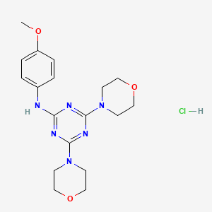 molecular formula C18H25ClN6O3 B2469172 N-(4-甲氧苯基)-4,6-二吗啉-1,3,5-三嗪-2-胺盐酸盐 CAS No. 1179435-71-2