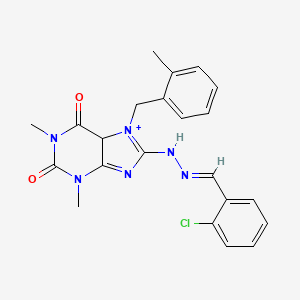 molecular formula C22H21ClN6O2 B2469174 8-[(E)-2-[(2-chlorophenyl)methylidene]hydrazin-1-yl]-1,3-dimethyl-7-[(2-methylphenyl)methyl]-2,3,6,7-tetrahydro-1H-purine-2,6-dione CAS No. 949399-82-0