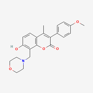 molecular formula C22H23NO5 B2469187 7-hydroxy-3-(4-methoxyphenyl)-4-methyl-8-[(morpholin-4-yl)methyl]-2H-chromen-2-one CAS No. 869340-66-9