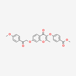 molecular formula C27H22O8 B2469215 methyl 4-({7-[2-(4-methoxyphenyl)-2-oxoethoxy]-2-methyl-4-oxo-4H-chromen-3-yl}oxy)benzoate CAS No. 858762-41-1
