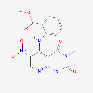 molecular formula C17H15N5O6 B2469220 Methyl 2-[(1,3-dimethyl-6-nitro-2,4-dioxo-1,2,3,4-tetrahydropyrido[2,3-d]pyrimidin-5-yl)amino]benzenecarboxylate CAS No. 882749-98-6