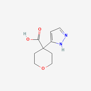molecular formula C9H12N2O3 B2469223 4-(1H-Pyrazol-5-yl)oxane-4-carboxylic acid CAS No. 1478425-38-5