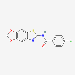 molecular formula C15H9ClN2O3S B2469224 4-chloro-N-{4,6-dioxa-10-thia-12-azatricyclo[7.3.0.0^{3,7}]dodeca-1(9),2,7,11-tetraen-11-yl}benzamide CAS No. 892853-41-7
