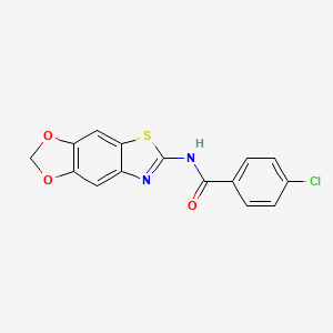 molecular formula C15H9ClN2O3S B2469224 4-chloro-N-([1,3]dioxolo[4,5-f][1,3]benzothiazol-6-yl)benzamide CAS No. 892853-41-7