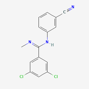 molecular formula C15H11Cl2N3 B2469225 3,5-dichloro-N-(3-cyanophenyl)-N'-methylbenzenecarboximidamide CAS No. 339009-86-8