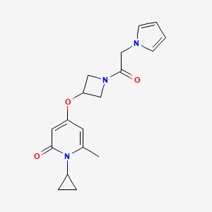 molecular formula C18H21N3O3 B2469230 4-((1-(2-(1H-pyrrol-1-yl)acetyl)azetidin-3-yl)oxy)-1-cyclopropyl-6-methylpyridin-2(1H)-one CAS No. 2034311-97-0