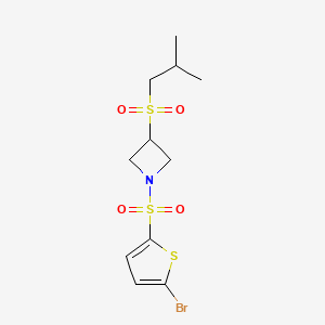 molecular formula C11H16BrNO4S3 B2469232 1-((5-Bromothiophen-2-yl)sulfonyl)-3-(isobutylsulfonyl)azetidine CAS No. 1797847-67-6