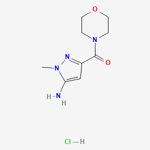 molecular formula C9H15ClN4O2 B2469235 1-Methyl-3-(morpholin-4-ylcarbonyl)-1H-pyrazol-5-amine hydrochloride CAS No. 1431964-38-3