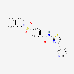 molecular formula C24H20N4O3S2 B2469242 N-[4-(pyridin-3-yl)-1,3-thiazol-2-yl]-4-(1,2,3,4-tetrahydroisoquinoline-2-sulfonyl)benzamide CAS No. 684231-74-1