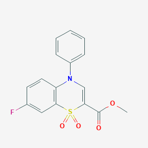 molecular formula C16H12FNO4S B2469304 methyl 7-fluoro-4-phenyl-4H-1,4-benzothiazine-2-carboxylate 1,1-dioxide CAS No. 1291861-73-8
