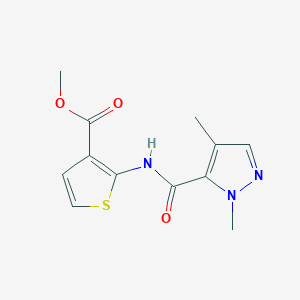 molecular formula C12H13N3O3S B2469306 methyl 2-(1,4-dimethyl-1H-pyrazole-5-amido)thiophene-3-carboxylate CAS No. 1207049-73-7