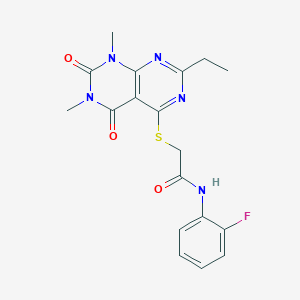 2-((2-ethyl-6,8-dimethyl-5,7-dioxo-5,6,7,8-tetrahydropyrimido[4,5-d]pyrimidin-4-yl)thio)-N-(2-fluorophenyl)acetamide
