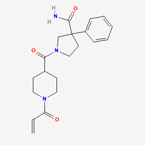 3-Phenyl-1-(1-prop-2-enoylpiperidine-4-carbonyl)pyrrolidine-3-carboxamide