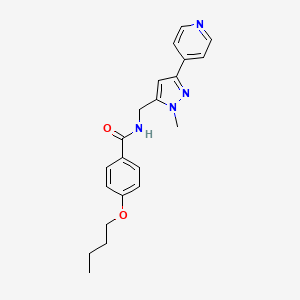 4-Butoxy-N-[(2-methyl-5-pyridin-4-ylpyrazol-3-yl)methyl]benzamide