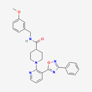 molecular formula C27H27N5O3 B2469418 N-[(3-methoxyphenyl)methyl]-1-[3-(3-phenyl-1,2,4-oxadiazol-5-yl)pyridin-2-yl]piperidine-4-carboxamide CAS No. 1251584-98-1