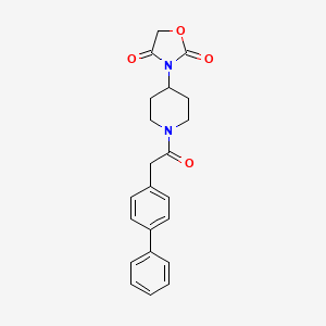 molecular formula C22H22N2O4 B2469421 3-(1-(2-([1,1'-Biphenyl]-4-yl)acetyl)piperidin-4-yl)oxazolidine-2,4-dione CAS No. 2034385-70-9