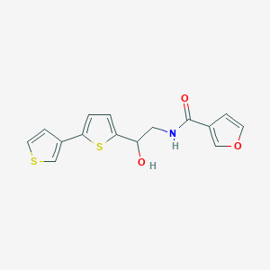 molecular formula C15H13NO3S2 B2469430 N-(2-{[2,3'-bithiophene]-5-yl}-2-hydroxyethyl)furan-3-carboxamide CAS No. 2320686-88-0
