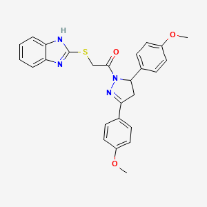 2-(1H-benzimidazol-2-ylsulfanyl)-1-[3,5-bis(4-methoxyphenyl)-3,4-dihydropyrazol-2-yl]ethanone