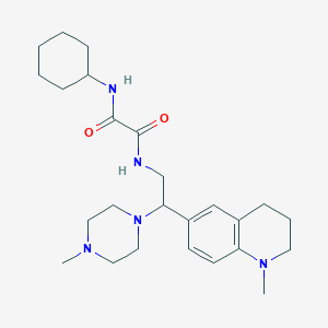 molecular formula C25H39N5O2 B2469445 N'-cyclohexyl-N-[2-(1-methyl-1,2,3,4-tetrahydroquinolin-6-yl)-2-(4-methylpiperazin-1-yl)ethyl]ethanediamide CAS No. 922038-87-7