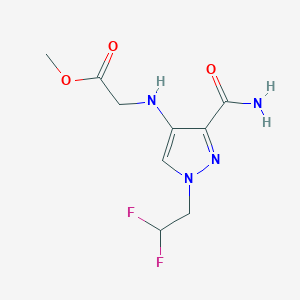 molecular formula C9H12F2N4O3 B2469551 methyl 2-{[3-carbamoyl-1-(2,2-difluoroethyl)-1H-pyrazol-4-yl]amino}acetate CAS No. 2247206-77-3