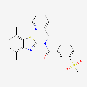 molecular formula C23H21N3O3S2 B2469574 N-(4,7-dimethyl-1,3-benzothiazol-2-yl)-3-methanesulfonyl-N-[(pyridin-2-yl)methyl]benzamide CAS No. 886946-12-9