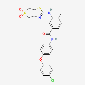 molecular formula C25H22ClN3O4S2 B2469591 N-(4-(4-chlorophenoxy)phenyl)-3-((5,5-dioxido-3a,4,6,6a-tetrahydrothieno[3,4-d]thiazol-2-yl)amino)-4-methylbenzamide CAS No. 895652-25-2