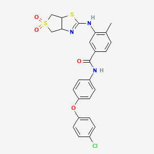 N-(4-(4-chlorophenoxy)phenyl)-3-((5,5-dioxido-3a,4,6,6a-tetrahydrothieno[3,4-d]thiazol-2-yl)amino)-4-methylbenzamide