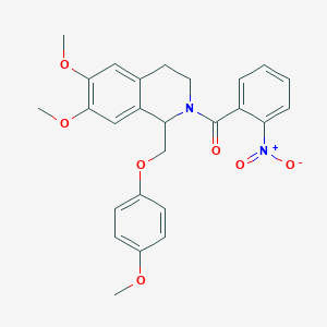 (6,7-dimethoxy-1-((4-methoxyphenoxy)methyl)-3,4-dihydroisoquinolin-2(1H)-yl)(2-nitrophenyl)methanone