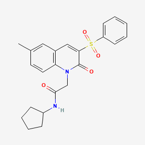 N-cyclopentyl-2-(6-methyl-2-oxo-3-(phenylsulfonyl)quinolin-1(2H)-yl)acetamide