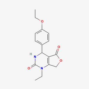 molecular formula C16H18N2O4 B2469632 4-(4-ethoxyphenyl)-1-ethyl-4,7-dihydrofuro[3,4-d]pyrimidine-2,5(1H,3H)-dione CAS No. 1775356-66-5