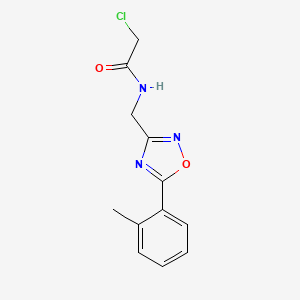 molecular formula C12H12ClN3O2 B2469641 2-Chloro-N-[[5-(2-methylphenyl)-1,2,4-oxadiazol-3-yl]methyl]acetamide CAS No. 2411294-64-7