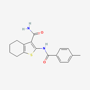 molecular formula C17H18N2O2S B2469655 2-(4-Methylbenzamido)-4,5,6,7-tetrahydrobenzo[b]thiophene-3-carboxamide CAS No. 313662-58-7