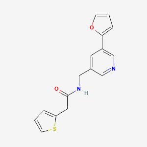 molecular formula C16H14N2O2S B2469666 N-((5-(furan-2-yl)pyridin-3-yl)methyl)-2-(thiophen-2-yl)acetamide CAS No. 2034517-96-7