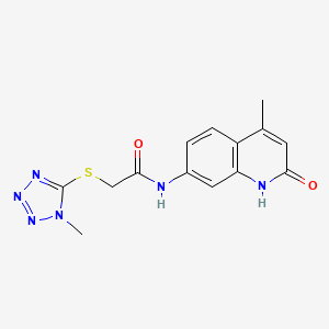 2-((1-methyl-1H-tetrazol-5-yl)thio)-N-(4-methyl-2-oxo-1,2-dihydroquinolin-7-yl)acetamide