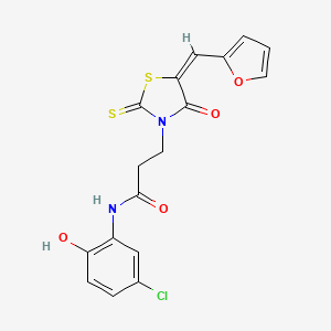 molecular formula C17H13ClN2O4S2 B2469718 (E)-N-(5-chloro-2-hydroxyphenyl)-3-(5-(furan-2-ylmethylene)-4-oxo-2-thioxothiazolidin-3-yl)propanamide CAS No. 682783-54-6