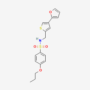 molecular formula C18H19NO4S2 B2469720 N-{[4-(furan-2-yl)thiophen-2-yl]methyl}-4-propoxybenzene-1-sulfonamide CAS No. 2380042-34-0