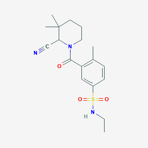 molecular formula C18H25N3O3S B2469725 3-(2-Cyano-3,3-dimethylpiperidine-1-carbonyl)-N-ethyl-4-methylbenzenesulfonamide CAS No. 2249551-16-2