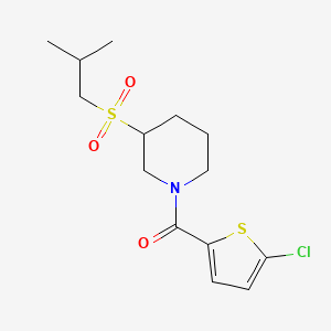 molecular formula C14H20ClNO3S2 B2469727 1-(5-Chlorothiophene-2-carbonyl)-3-(2-methylpropanesulfonyl)piperidine CAS No. 2097920-73-3