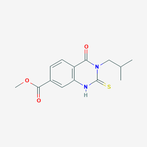 molecular formula C14H16N2O3S B2469728 Methyl 3-(2-methylpropyl)-4-oxo-2-sulfanyl-3,4-dihydroquinazoline-7-carboxylate CAS No. 855715-37-6