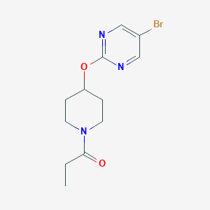 molecular formula C12H16BrN3O2 B2469731 1-[4-(5-Bromopyrimidin-2-yl)oxypiperidin-1-yl]propan-1-one CAS No. 2380067-37-6