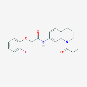molecular formula C21H23FN2O3 B2469752 2-(2-fluorophenoxy)-N-[1-(2-methylpropanoyl)-1,2,3,4-tetrahydroquinolin-7-yl]acetamide CAS No. 1005301-80-3